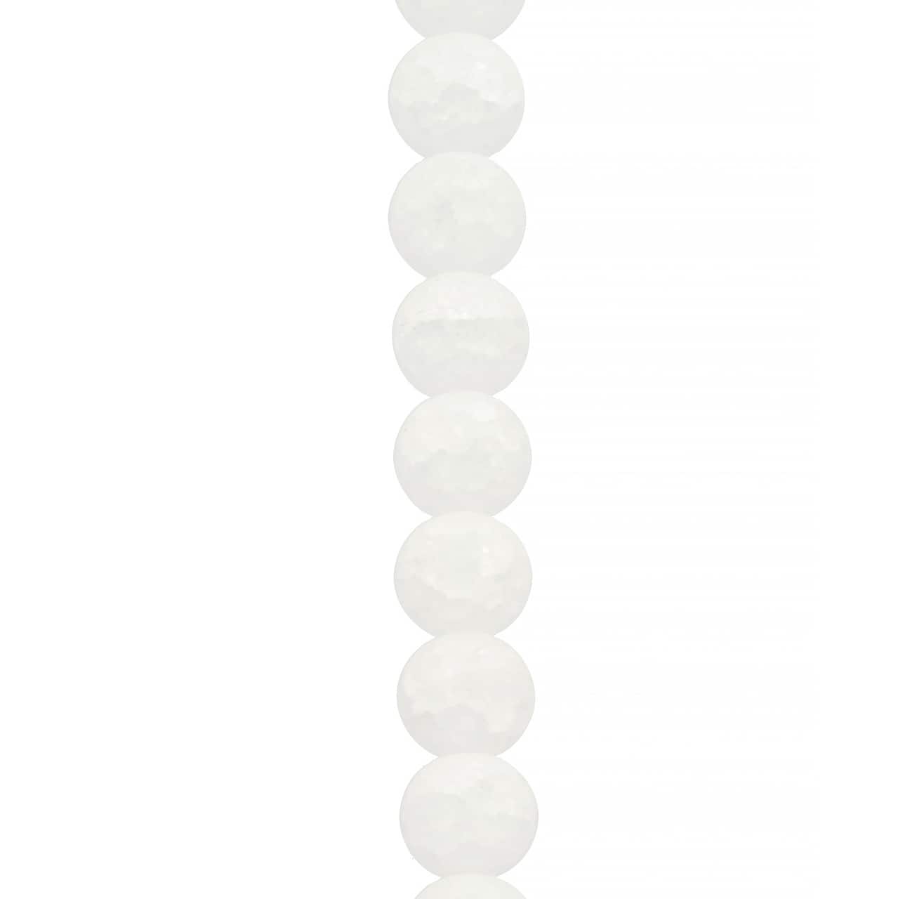 12 Pack: White Matte Crackled Quartz Round Beads, 12mm by Bead Landing™